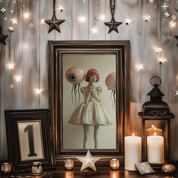 Original Monster Movie Girl Art Print + Digital Copy, Gothic Surreal - Picture 4 of 8